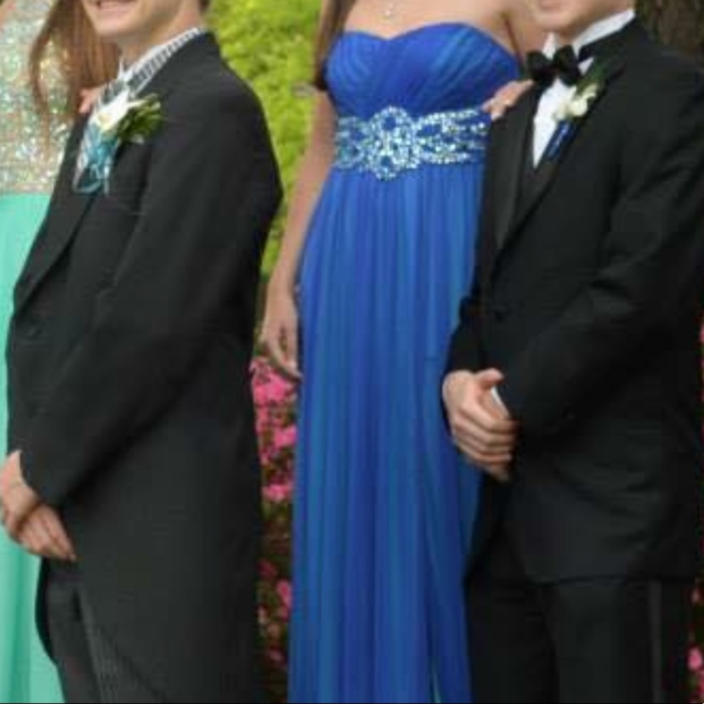 Blue & teal floor length formal prom dress